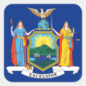 ニューヨーク：エンパイア州、ホームビッグアップル国旗 スクエアシール (正面)