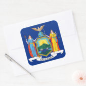 ニューヨーク：エンパイア州、ホームビッグアップル国旗 スクエアシール (封筒)