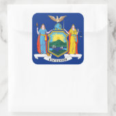 ニューヨーク：エンパイア州、ホームビッグアップル国旗 スクエアシール (バッグ)