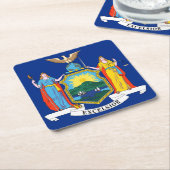 ニューヨーク：エンパイア州、ホームビッグアップル国旗 スクエアペーパーコースター (アングル)