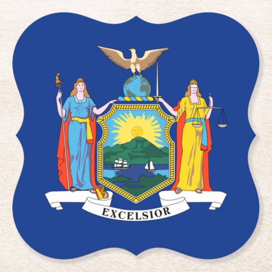 ニューヨーク：エンパイア州、ホームビッグアップル国旗 ペーパーコースター (正面)