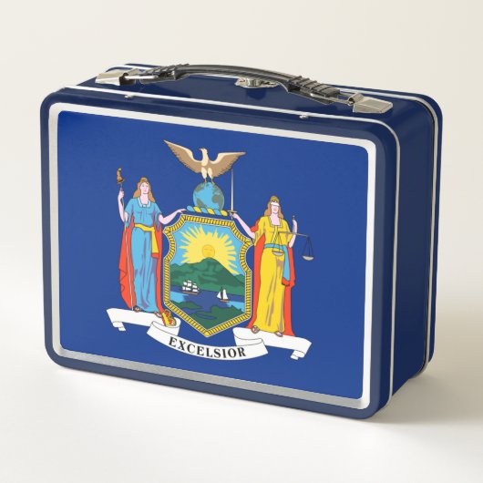 ニューヨーク:エンパイア州、ホームビッグアップル国旗 メタルランチボックス (裏面)