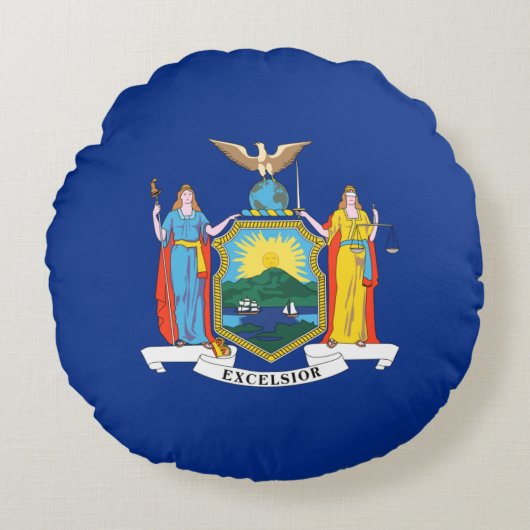 ニューヨーク：エンパイア州、ホームビッグアップル国旗 ラウンドクッション (正面)