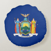 ニューヨーク：エンパイア州、ホームビッグアップル国旗 ラウンドクッション (裏面)