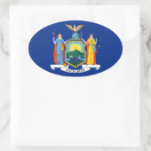 ニューヨーク：エンパイア州、ホームビッグアップル国旗 楕円形シール (バッグ)