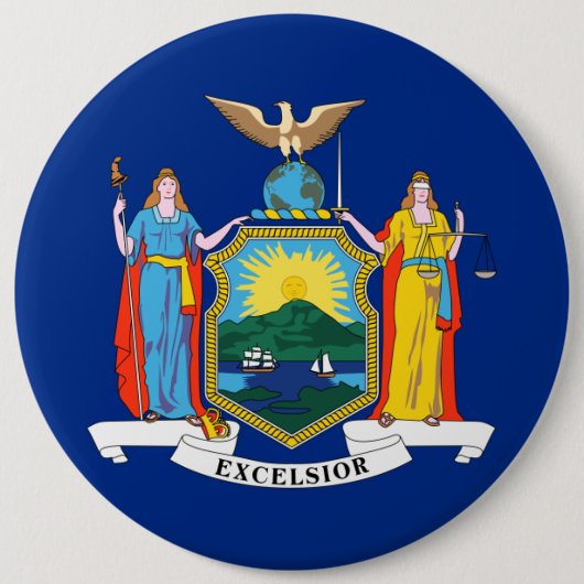 ニューヨーク：エンパイア州、ホームビッグアップル国旗 缶バッジ (正面)