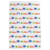 ニューヨーク・シティのスカイラインパターンの水彩画 ミディアムペーパーバッグ (裏面)