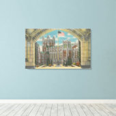 ニューヨーク – シティカレッジビューオブフラッグ キャンバスプリント (インサイチュ (ウッドフロア))