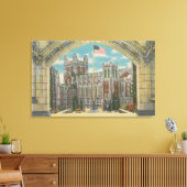 ニューヨーク – シティカレッジビューオブフラッグ キャンバスプリント (インサイチュ (リビング))