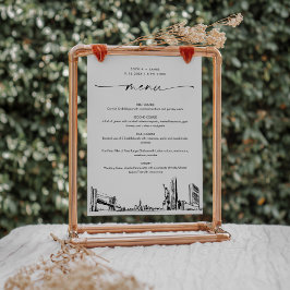 ニューヨーク・シティ結婚・スカイラインのディナー・メニュー・カード5x7