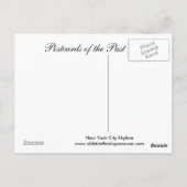 ニューヨーク・シティ・スカイラインの古いポストカード ポストカード (裏面)