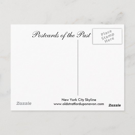 ニューヨーク・シティ・スカイラインの古いポストカード ポストカード (裏面)