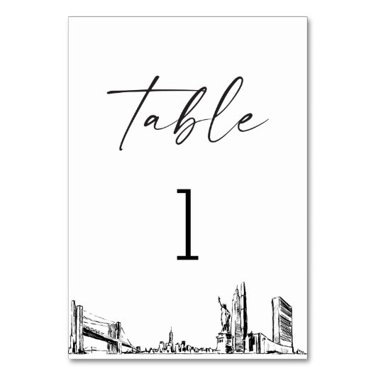 ニューヨーク・シティ・スカイラインの表番号3.5x5カード テーブルナンバー (裏面)