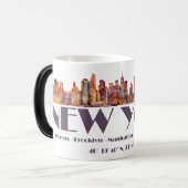ニューヨーク・シティ・スカイライン。境界と座標 モーフィングマグカップ (正面左)