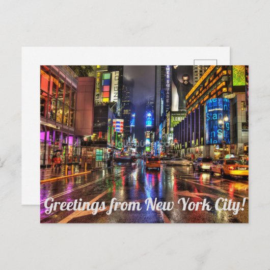 ニューヨーク・シティ・タイムズ・スクエア・ポストカードからの挨拶 ポストカード (正面/裏面)