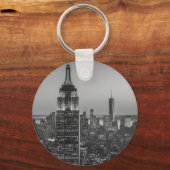 ニューヨーク・シティ・ナイトの白黒の空中表示 キーホルダー (正面)
