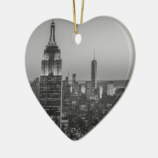 ニューヨーク・シティ・ナイトの白黒の空中表示 セラミックオーナメント (左)