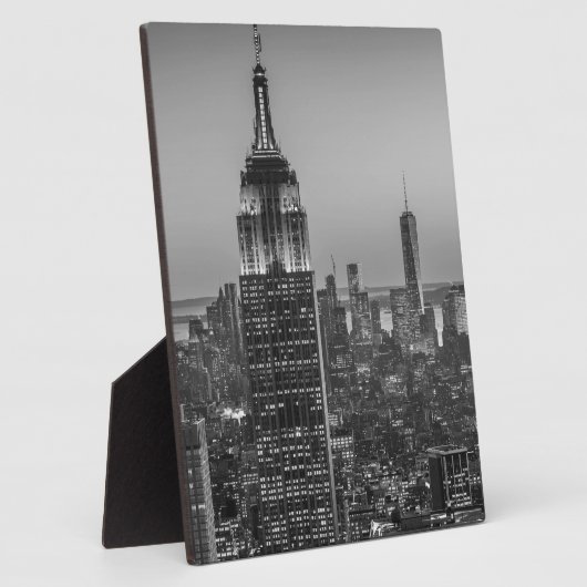 ニューヨーク・シティ・ナイトの白黒の空中表示 フォトプラーク (側面)