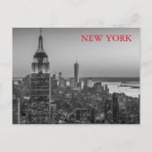 ニューヨーク・シティ・ナイトの白黒の空中表示 ポストカード (正面)