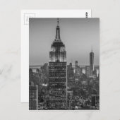 ニューヨーク・シティ・ナイトの白黒の空中表示 ポストカード (正面/裏面)