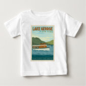 ニューヨーク，ジョージ湖 | ヴィンテージ船 ベビーTシャツ (正面)