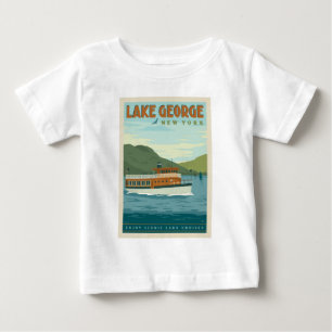 ニューヨーク,ジョージ湖 ヴィンテージ船 ベビーTシャツ