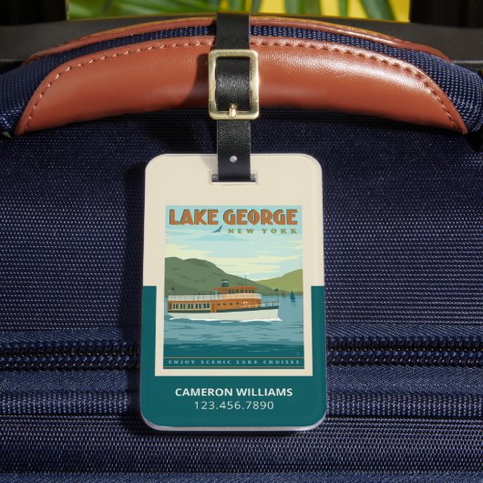 ニューヨーク,ジョージ湖 | ヴィンテージ船 ラゲッジタグ (正面インサイチュ2)