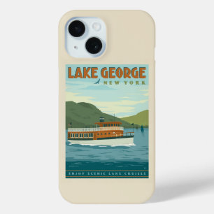 ニューヨーク,ジョージ湖 ヴィンテージ船 iPhone 15ケース