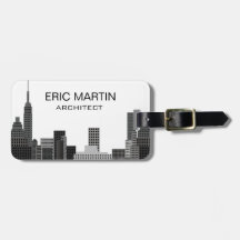 ニューヨーク スカイライン グレー モダン 個人名入れ