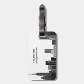 ニューヨーク スカイライン グレー モダン 個人名入れ ラゲッジタグ (裏面縦)