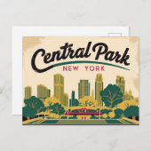 ニューヨーク，セントラルパークのヴィンテージ ポストカード (正面/裏面)