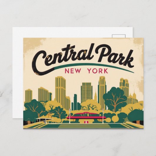 ニューヨーク,セントラルパークのヴィンテージ ポストカード (正面/裏面)