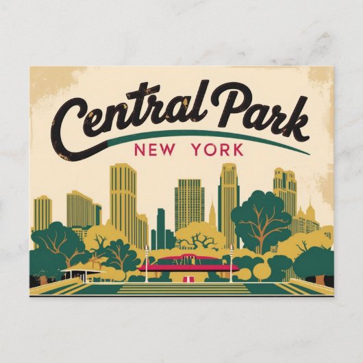ニューヨーク，セントラルパークのヴィンテージ ポストカード (正面)
