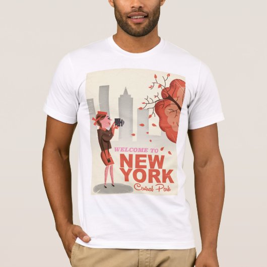 ニューヨーク セントラルパーク ビンテージ 旅行ポスター Tシャツ (正面)