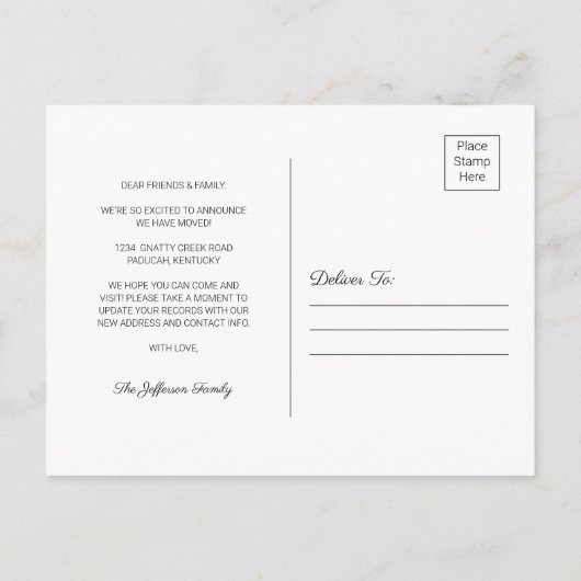 ニューヨーク・チャルクボード・州の地図引っ越しはがき 案内ポストカード (裏面)