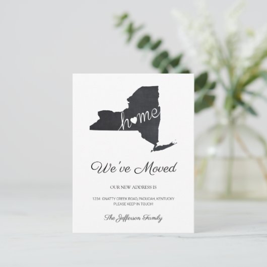 ニューヨーク・チャルクボード・州の地図引っ越しはがき 案内ポストカード (スタンド正面)