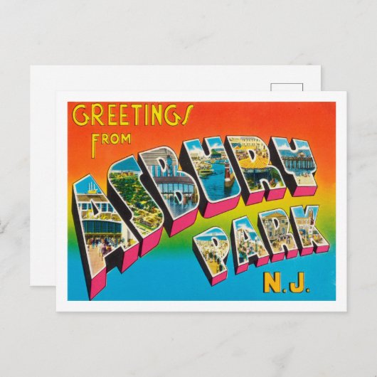 ニューヨーク・トラベルAsbury Parkからの挨拶 ポストカード (正面/裏面)