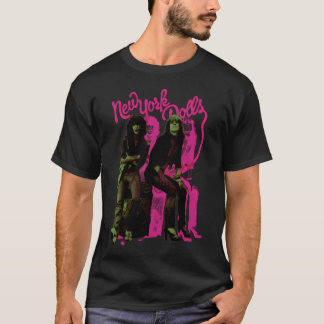 ニューヨーク・ドールズ デュオ ネオン ギャム パンク リトロ デザイン Tシャツ