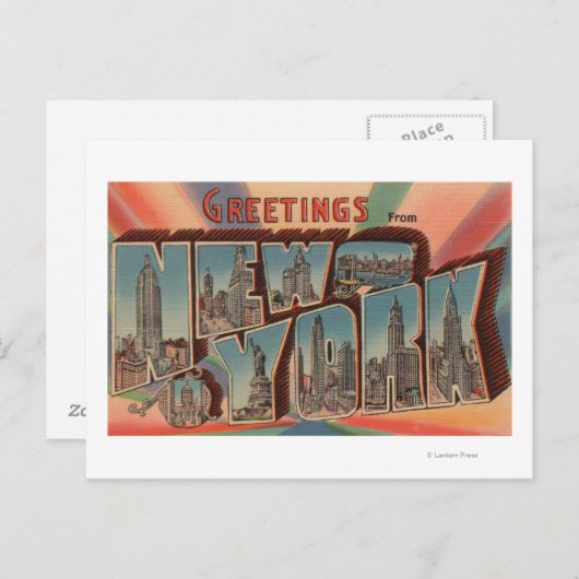 ニューヨーク,ニューヨーク – ラージレターシーン2 ポストカード (正面/裏面)