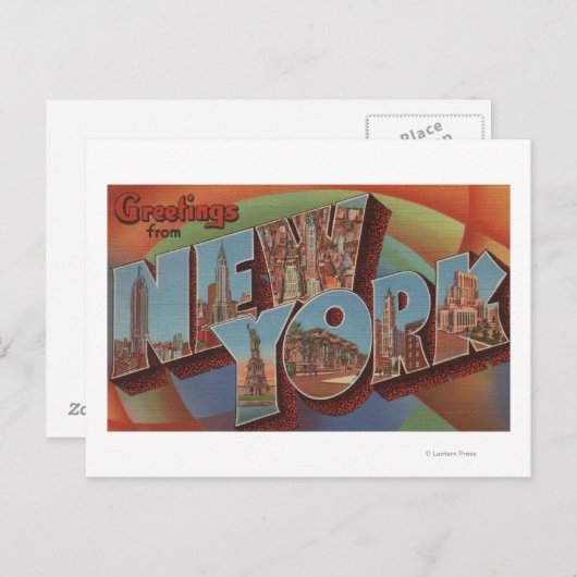 ニューヨーク,ニューヨーク – ラージレターシーン3 ポストカード (正面/裏面)