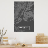 ニューヨーク，ニューヨーク（白と黒） ポスター (キッチン)