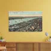 ニューヨーク – ノースリバービューと波止場 キャンバスプリント (インサイチュ (リビング))