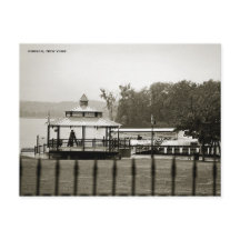 ニューヨーク,ハドソン,ウォーターフロントパークのB&Wはがき