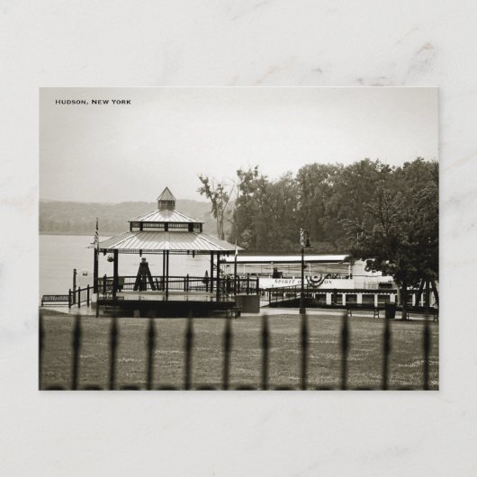 ニューヨーク，ハドソン，ウォーターフロントパークのB&Wはがき ポストカード (正面)