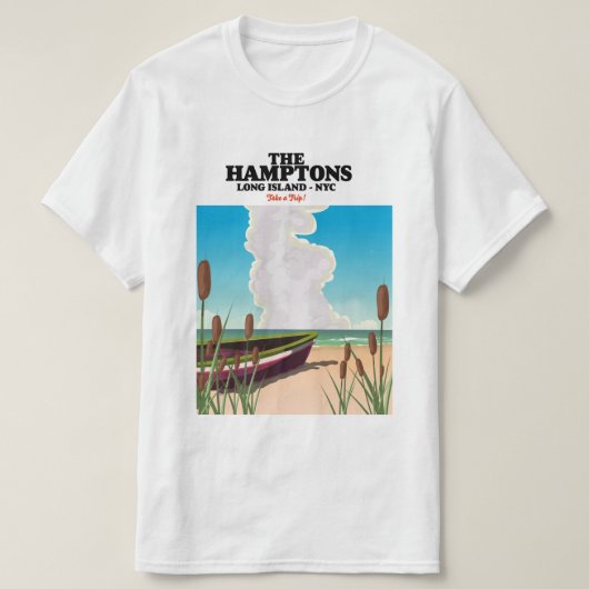 ニューヨーク ハンプトンズ 長島 旅行ポスター Tシャツ (デザイン正面)