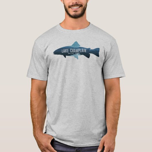 ニューヨーク バーモント シャンプレーン湖の釣り Tシャツ (正面)
