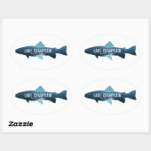 ニューヨーク バーモント 湖チャンプレイン 魚 楕円形シール (シート)