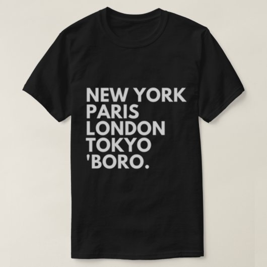ニューヨーク・パリ・ロンドン東京ミッドレスブロボロ Tシャツ (デザイン正面)