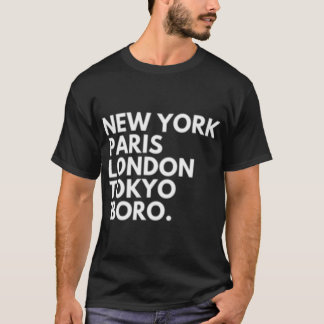 ニューヨーク・パリ・ロンドン東京ミッドレスブロボロ Tシャツ