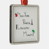 ニューヨーク、パリ、ロンドン、マイアミ メタルオーナメント (右)